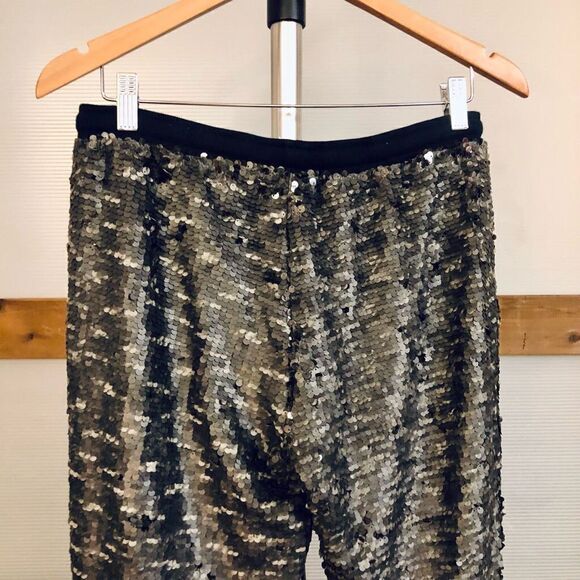 Sz S- Free People Morelia High-Rise Sequin Jogger Pants in Grey & Black - Picture 6 of 9